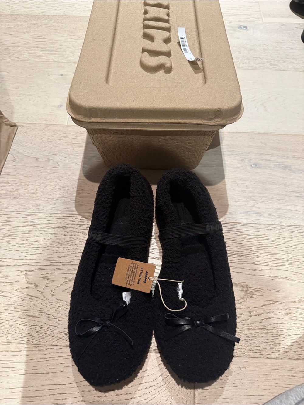 SKIMS Black Cozy Bouclé Ballet Slippers